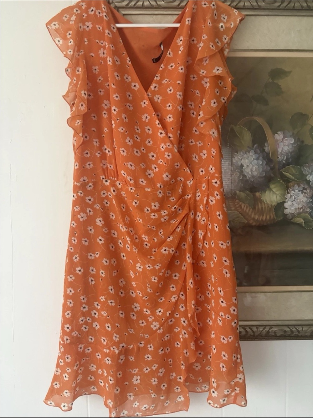 Mango Orange Floral Mini Dress